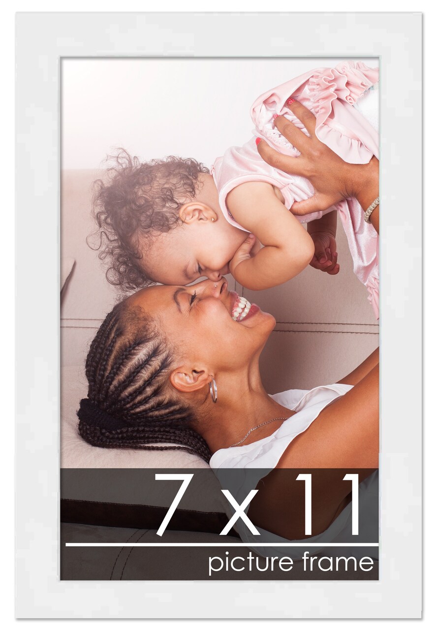 7x11 Solid Wood Picture Frame with UV-Resistant Acrylic & Acid-Free Backing, Available in 6 Finishes: Matte Black, Matte White, Metallic Bronze, Silver, Natural Wood Grain & Mahogany